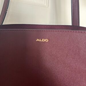 ALDO Burgundy Tote with Gold Logo